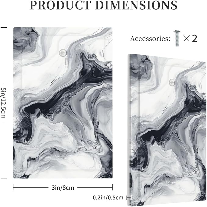 Abstract Marble Ink Texture Grey Marble Print Light Switch Cover Plate 1 Gang - Image 5