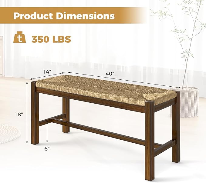 GOFLAME 40” Dining Bench Set of 2, Farmhouse Boho Entryway Bench - Image 3