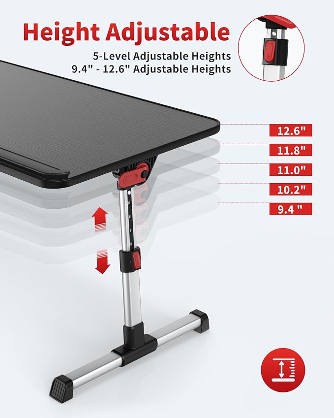 Laptop Desk Table, SAIJI Adjustable Laptop Stand, Portable Lap Desks - Image 2