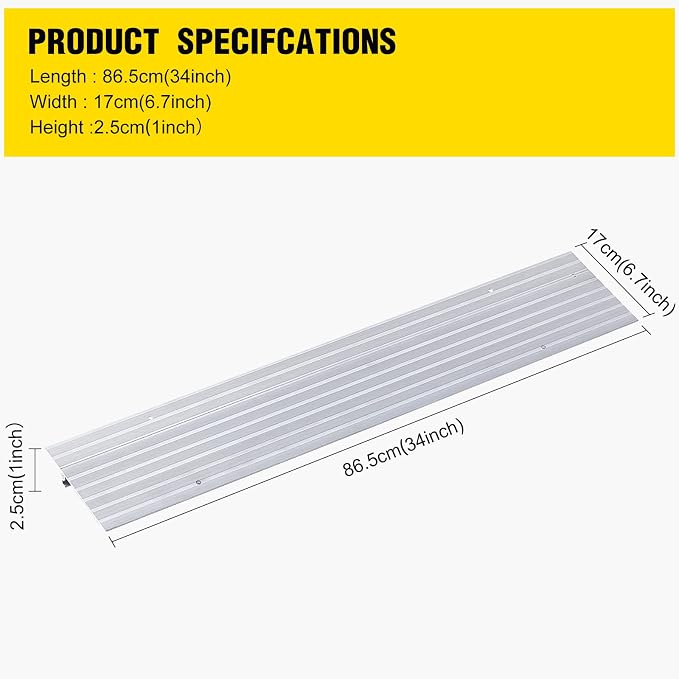 Door Threshold Ramp 1" Rise Door Ramp Aluminum Entry Ramp or Doorways Rated 800 - Image 2