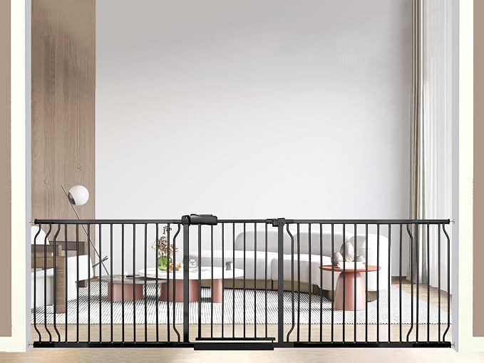 85.8-105 Inch Extra Wide Baby Gate, Pressure Mounted No Drill, Extra Wide by Ghthes+Felle