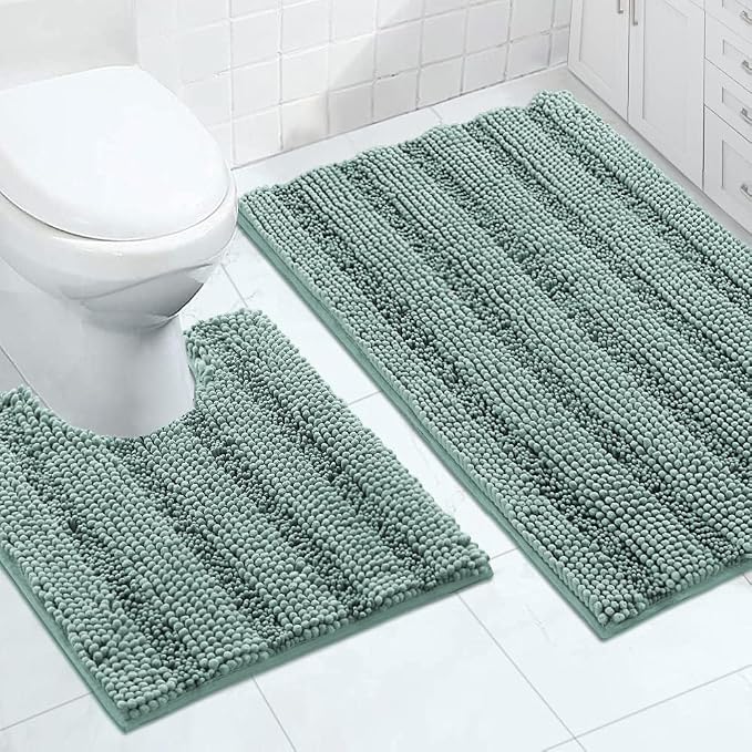 Turquoize Chenille Bathroom Rugs Set Non-Slip Bath Mats by Turquoize