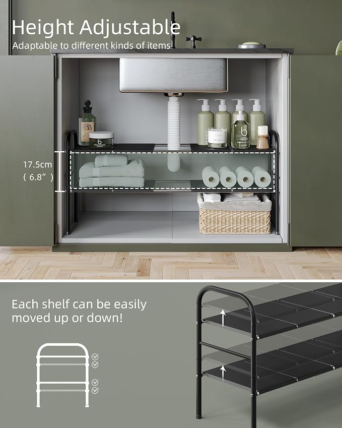 NETEL Under Sink Organizers and Storage, 2 Tier Expandable Under Cabinet - Image 3