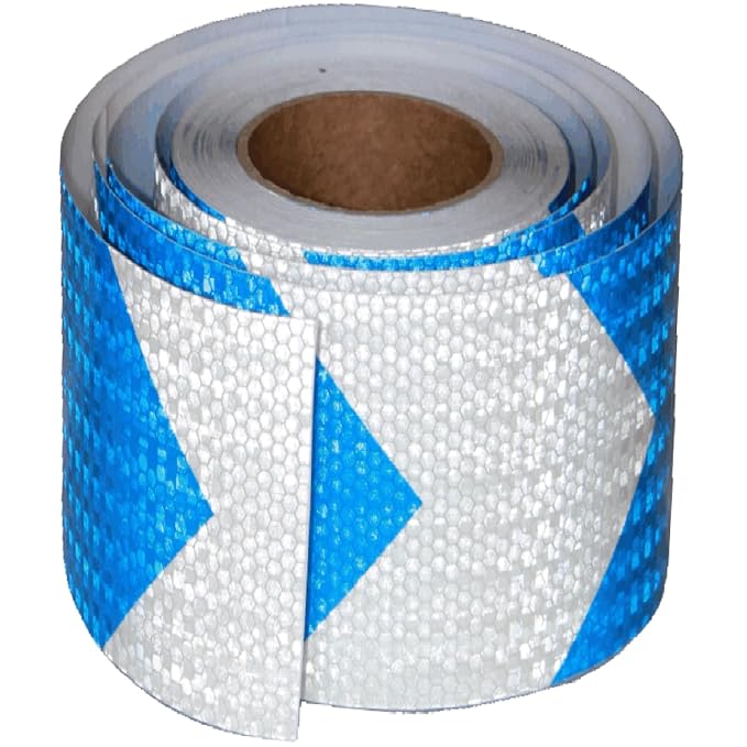 Blue and White Reflective Tape Outdoor Waterproof 8 inch X 66 feet, High by tuyrchu