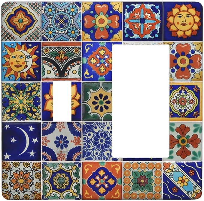 Outlet Covers Mid Century Talavera Shaped Tiles 1 Toggle 1 Rocker Combination by LightSwitchCover