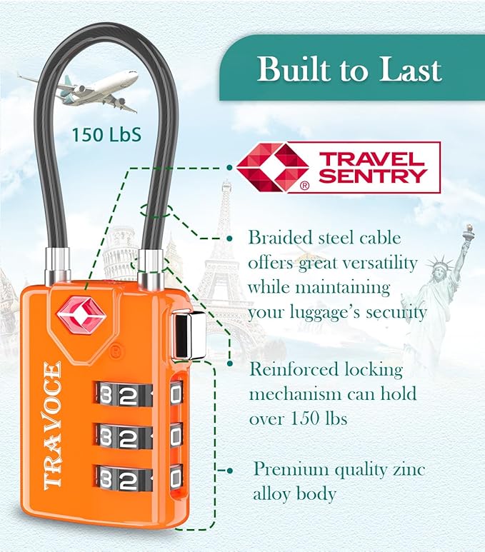TSA Approved Luggage Locks, Travel Locks Which Also Work Great as Gym Locks - Image 2