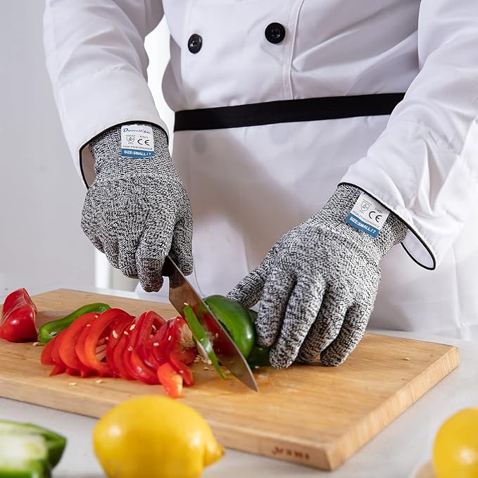 Dowellife 3 Pairs Cut Resistant Gloves Food Grade Level 5 Protection, Safety - Image 6