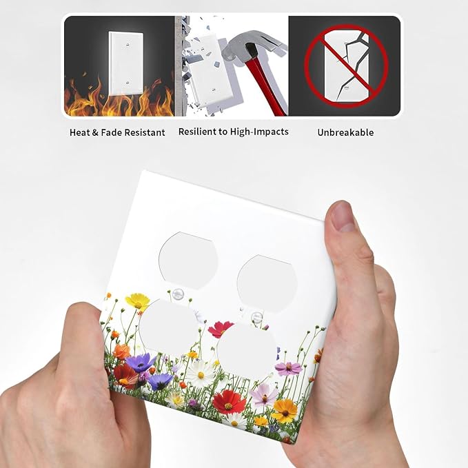 Outlet Covers Colorful Wildflowers Plant Floral Daisy 2 Gang Double Duplex - Image 6