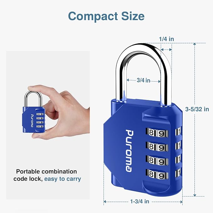 Puroma 1 Pack Combination Lock for Locker 4 Digit Outdoor Waterproof Padlock - Image 5