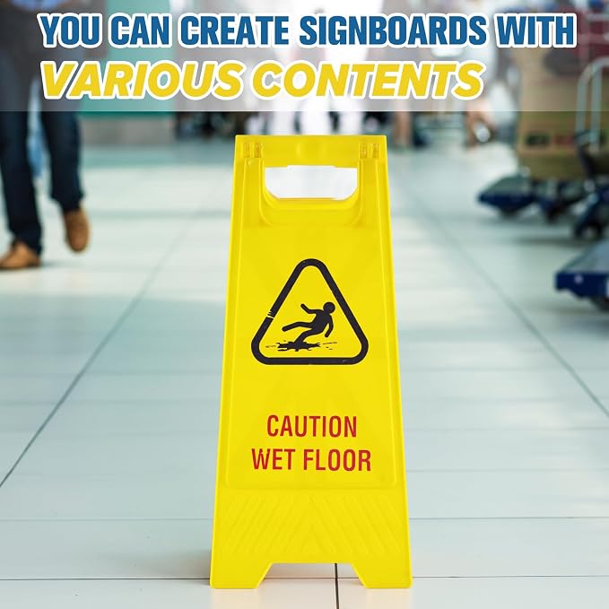 8 Pack 24 Inch Blank Floor Sign Yellow A-frame Foldable Caution Sign Write-On - Image 5