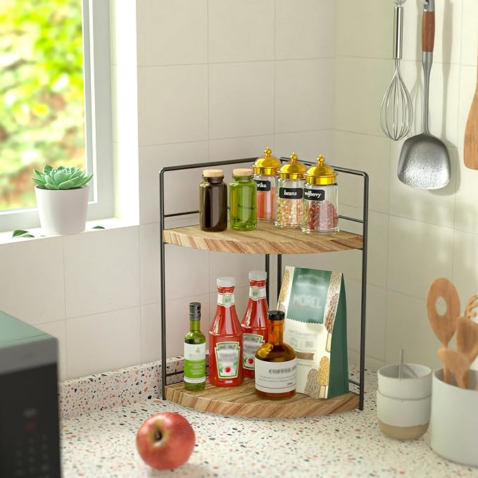 2 Pack Bathroom Counter Organizer, 2 Tier Corner Bathroom Counter Organizer - Image 2