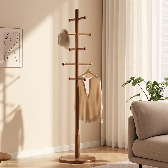 Solid Wood Coat Rack Freestanding - Image 2