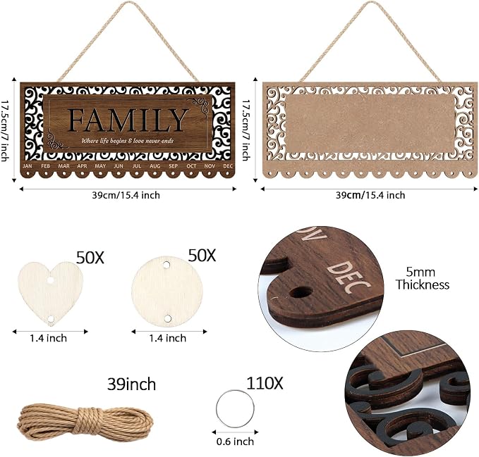 KAlRNE Vintage Family Birthday Board, Rustic Farmhouse Anniversary Board - Image 6