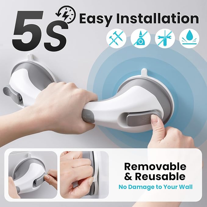 TAILI Shower Grab Bar, 2 Pack 12 Inch Suction Grab Bars - Image 5