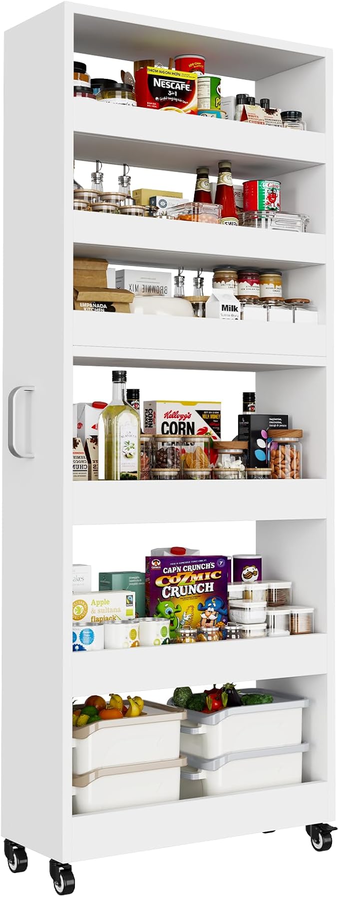 Slim Storage Cart, Lightweight 6 Tier Metal Rolling Utility Kitchen Cart on by Qiaoxuan
