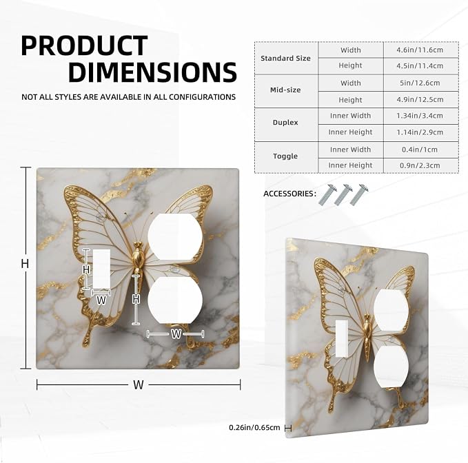 Gold Marble Shine Butterfly Abstract Modern Print Wallplates 1 Toggle 1 Duplex - Image 5