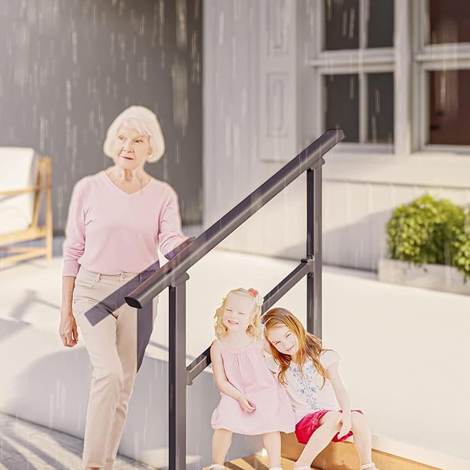 Handrails for Outdoor Steps, 1-4 Step Stair Handrail & Indoor Stair Railing - Image 4