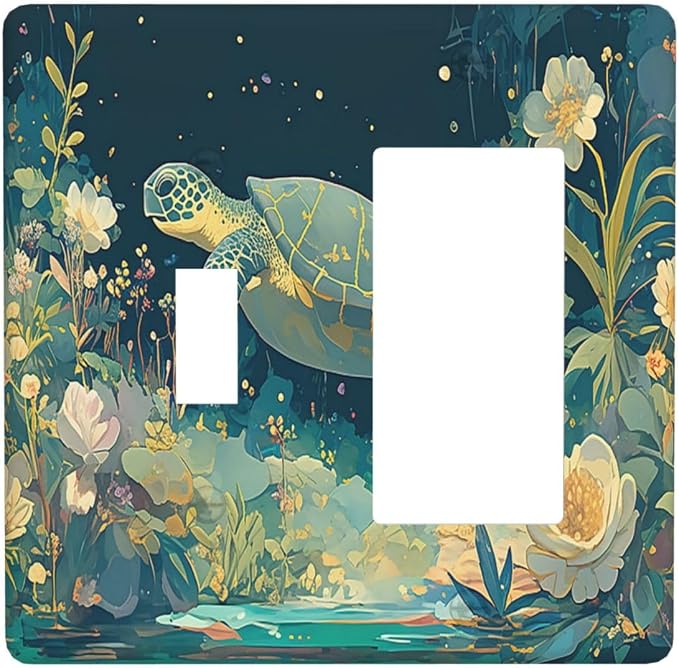 Outlet Covers Fantasy Sea World Sea Turtle Floral Plant 1 Toggle 1 Rocker by LightSwitchCover