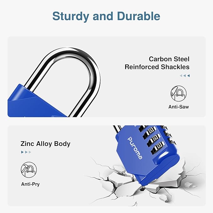 Puroma 1 Pack Combination Lock for Locker 4 Digit Outdoor Waterproof Padlock - Image 4