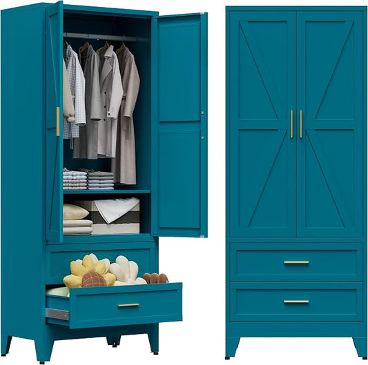 COFaR 71 Farmhouse Metal Wardrobe Closet by COFAR