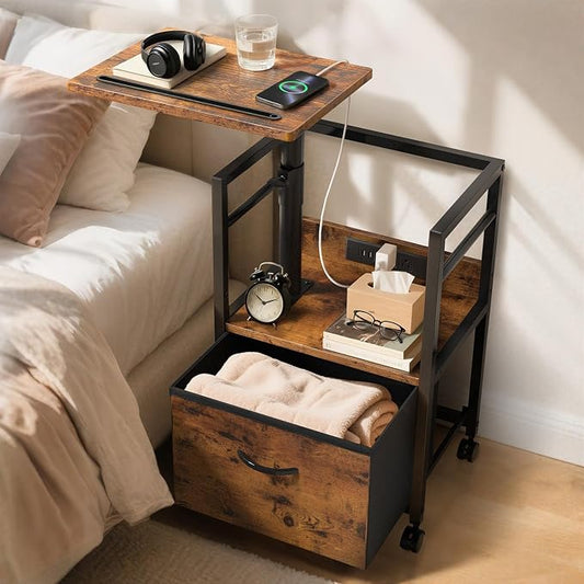 Swivel Lift Top Nightstand by Faesun