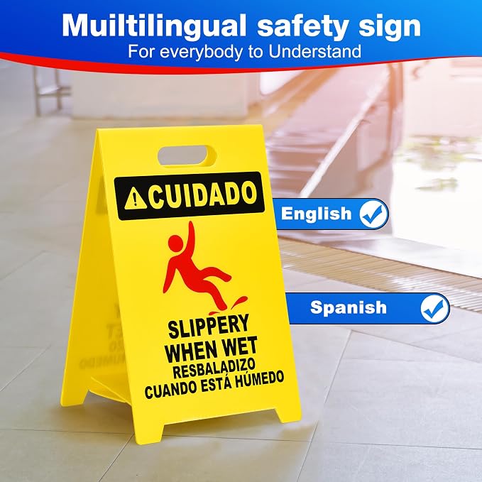 MATTHEW CLEANING 19'' 2 Pack, Industrial Wet Floor Sign 2-Sided Durable - Image 6