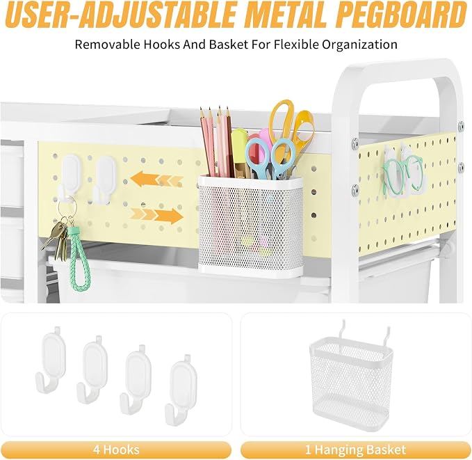 Rolling Storage Cart with 14 Drawers, Storage Organizer Cart with Tabletop and - Image 5