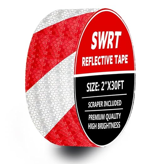 SWRT 2 Inch X 30 FT Reflective Tape Outdoor Waterproof Red & White Reflective by SWRT