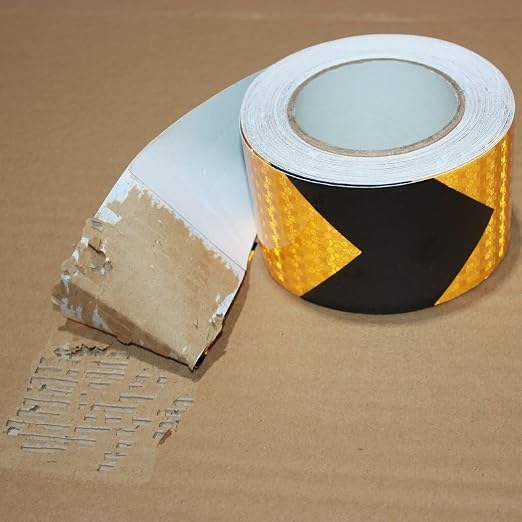 Yellow and Black Reflective Tape 3 inch X 166 feet, Outdoor Waterproof Hazard - Image 2