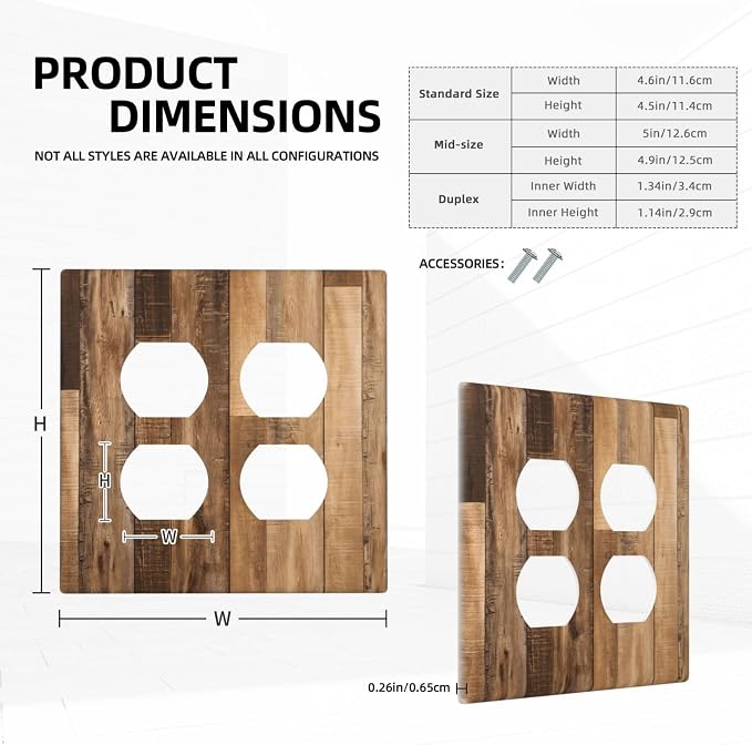 Rustic Brown Wood Splicing Vintage Dark Oak Print Outlet Covers 2 Gang Double - Image 5