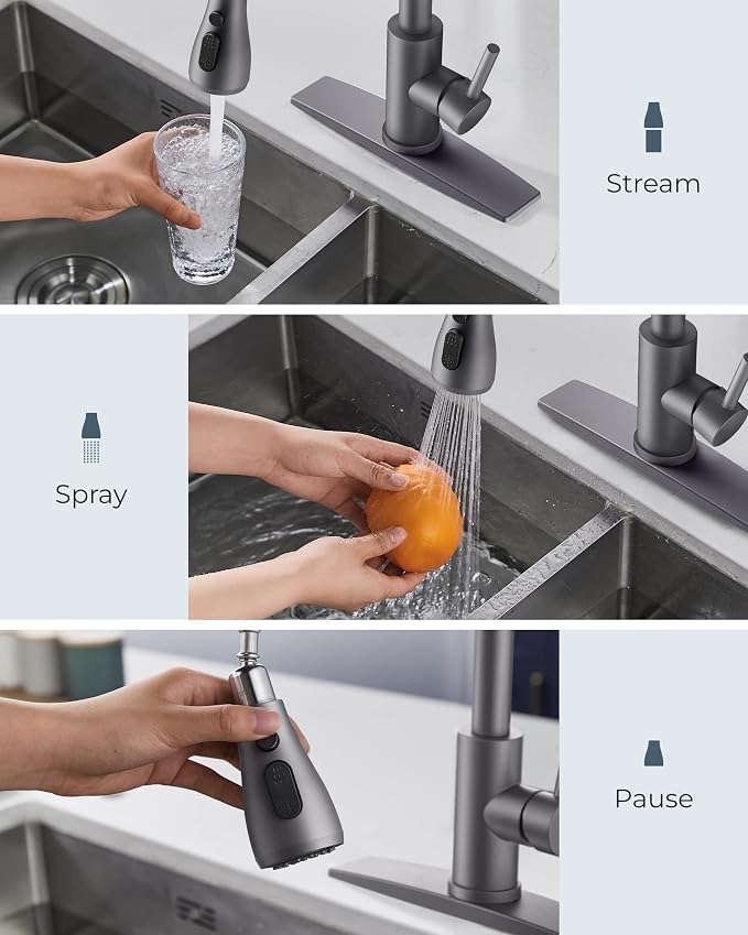 FORIOUS Kitchen Faucets with Pull Down Sprayer, High Arc Single Handle Classic - Image 3