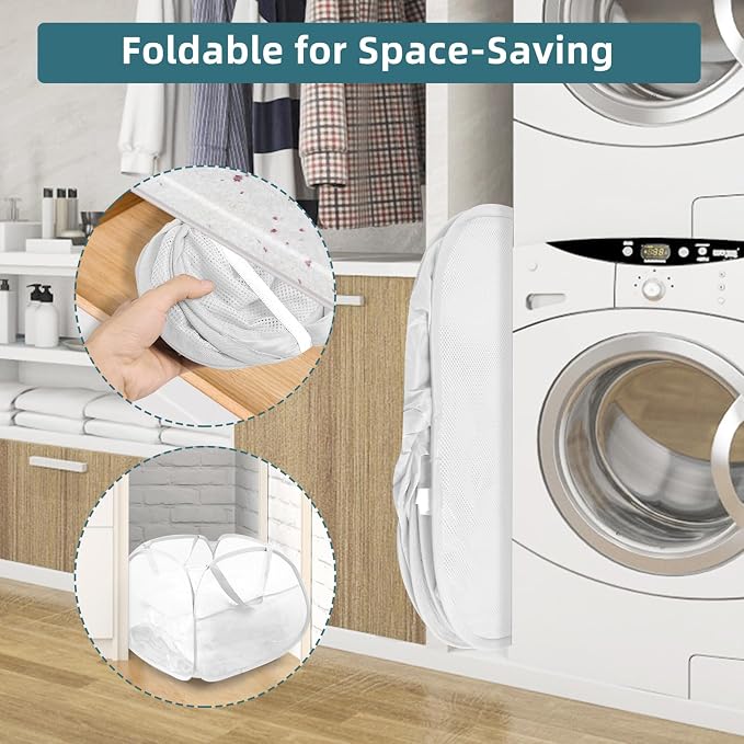 2 Pack Collapsible Laundry Baskets, 90L Large Foldable Laundry Basket, Durable - Field & Grace