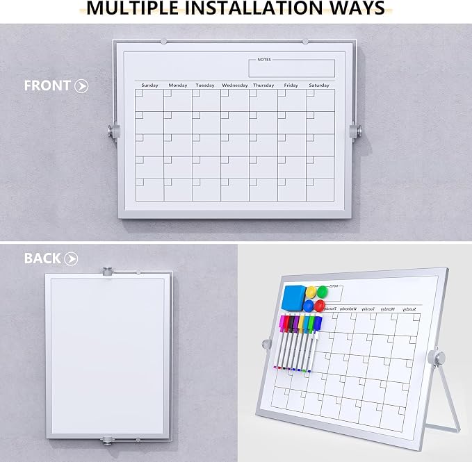Dry Erase White Board, 16X12IN Magnetic Desktop Whiteboard Calendar - Image 3