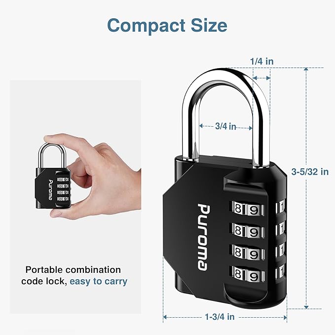 Puroma 2 Pack Combination Lock for Locker 4 Digit Outdoor Waterproof Padlock - Image 5