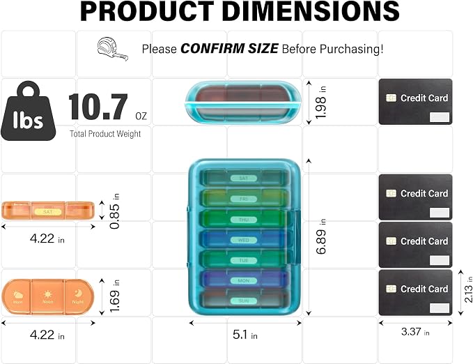Weekly Pill Organizer 3X a Day, 7 Day Pill Box 3 Times, Portable - Image 6
