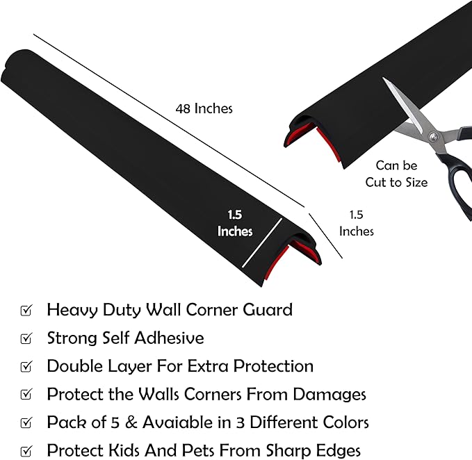 Rubber Bond Wall Corner Guard Edge Protector, 48 inch Heavy Duty Baby Proofing - Image 2
