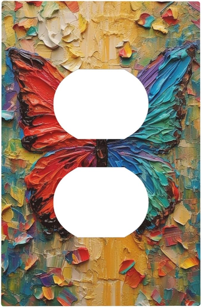 Outlet Covers Colorful Butterfly Animal Insects Wall Art Abstract 1 Gang Duplex by LightSwitchCover