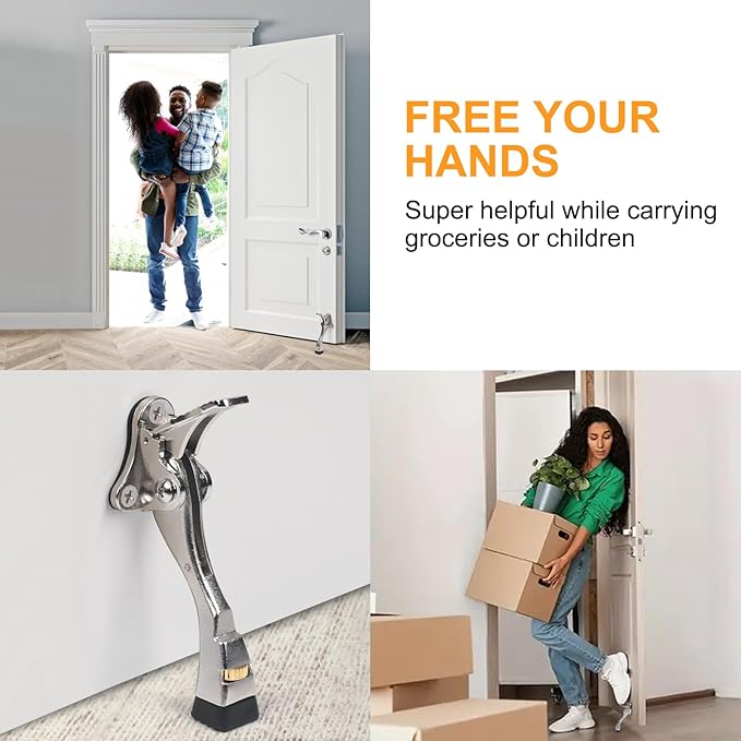 3 Packs Heavy Duty Kickdown Door Stopper, One Touch Adjustable Kickdown Door - Image 3