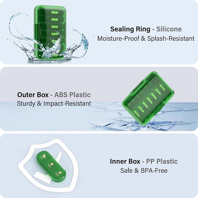 Weekly Pill Organizer 3X a Day, 7 Day Pill Box 3 Times, Portable - Image 3