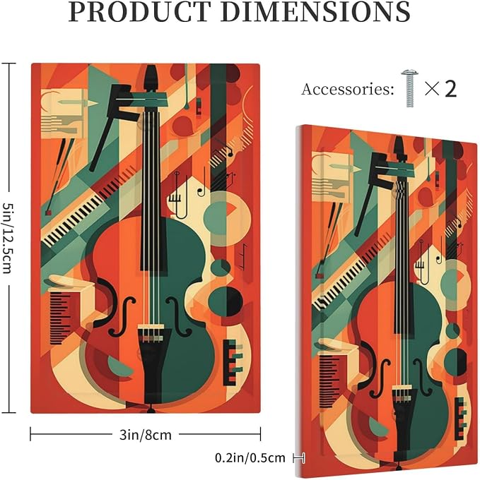 Light Switch Cover Plate Violin Abstract Jazz Colorful Painting 1 Gang No - Image 5