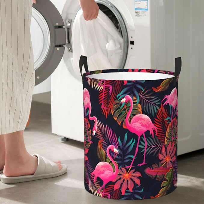 Laundry Basket Flamingos Collapsible Large Capacity, 63L Dirty Clothes Basket - Image 3