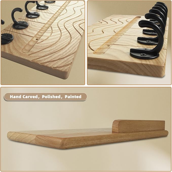 Key Holder Wall Decor-11.8" Solid Ash Wood Entryway Organizer - Image 4