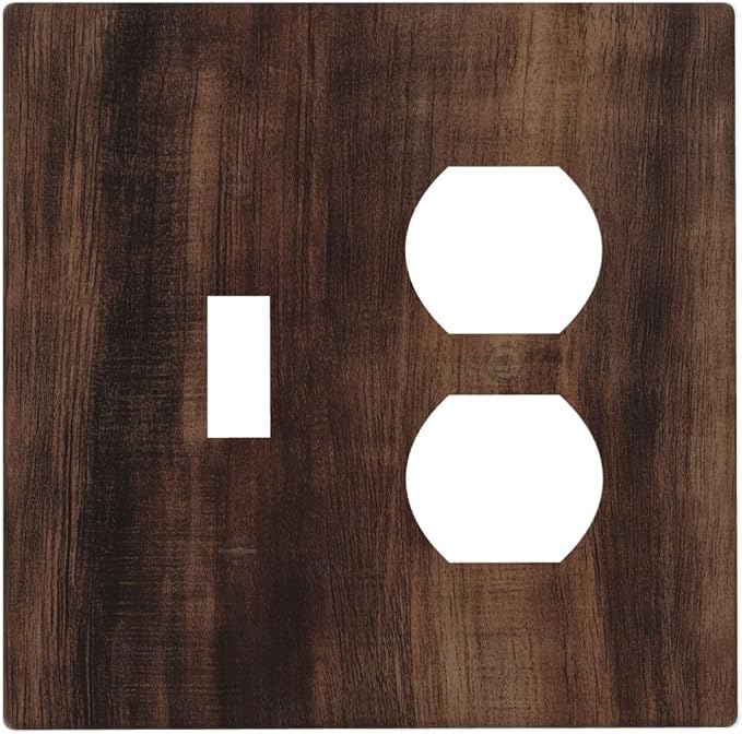 Decorative Outlet Covers Rustic Farmhouse Brown Wood Barn Door 2 Gang Duplex by VGHOKO