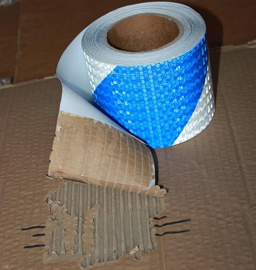 Reflective Tape Blue and White 4 inch X 166 feet, Outdoor Waterproof Hazard - Image 2