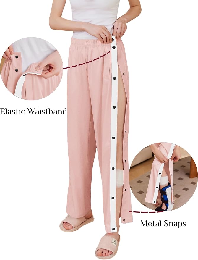 Deyeek Women's Tear Away Pants Side Split Snap Open Bottom Sweatpants Leg - Image 2