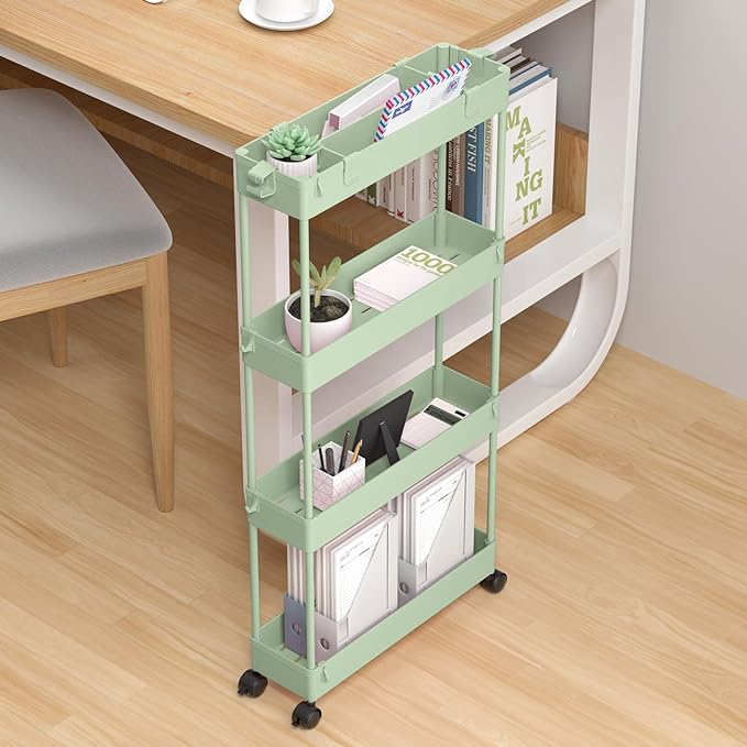 SPACELEAD Slim Storage Cart 4 Tier, Bathroom Organizer Rolling Utility - Image 5
