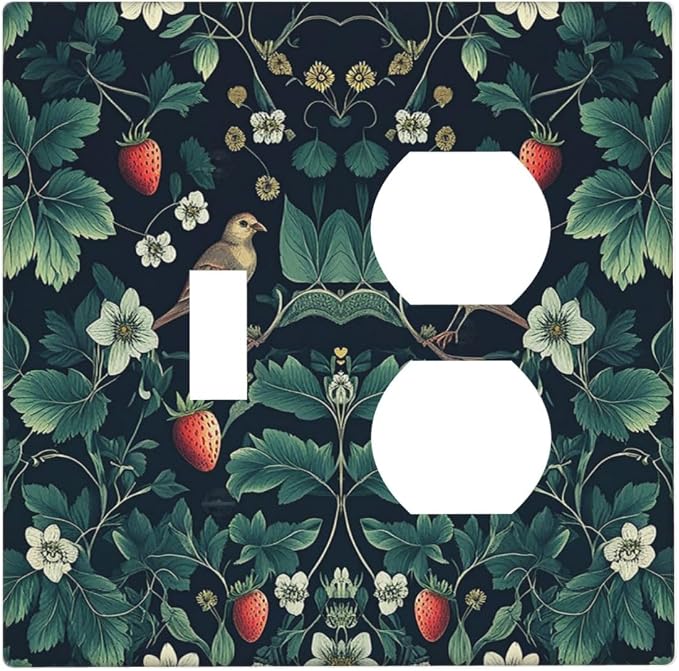 Wallplates Strawberry Birds Flowers Plant Morris Floral 1 Toggle 1 Duplex by Everyswitchisastoryswitch