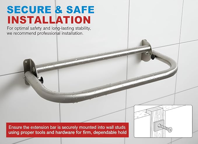 Extend-A-Hand Grab Bar Extension 24"x12"| Heavy-Duty Bathroom Safety Handrail - Image 5