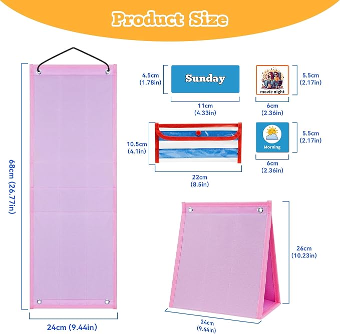 Visual Schedule for Kids Chore Chart，3 in 1 Daily Schedule Board Routine Pocket - Image 7