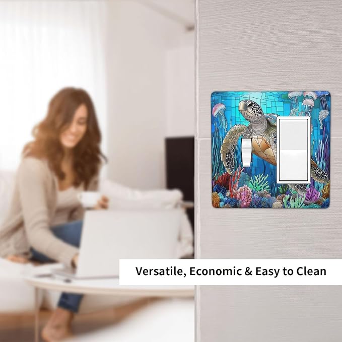 Outlet Covers Nautical Sea Turtle Coral Jellyfish 1 Toggle 1 Rocker Combination - Image 6